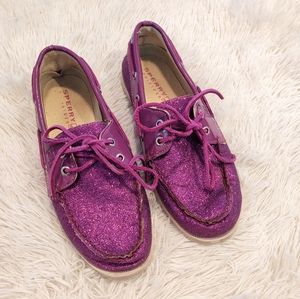 Sperry Top Sider Purple Glitter Sparkle Boat Shoes Loafers